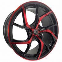 18" Elegant Wheels E008 Gloss Black with Candy Red Face Rims