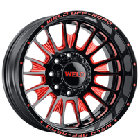 22" Weld Off-Road Wheels Scorch W122 Gloss Black with Red Milled Rotary Forged Rims