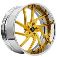 19" Artis Forged Wheels Fairfax Brushed Gold Face with Chrome Lip Rims