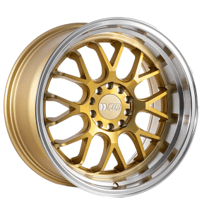 18" Staggered F1R Wheels F21 Machined Gold with Polished Lip Rims