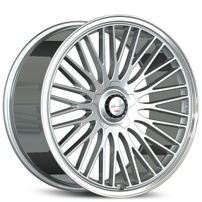 22" Staggered Gianelle Wheels Aria Gloss Silver with Polished Lip Flow Formed Spindle Cap Rims