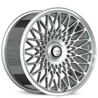 22" Koko Kuture Wheels Classica Gloss Silver with Polished Lip Flow Formed Spindle Cap Rims