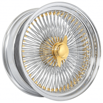 22x8" LA Wire Wheels Standard 150-Spokes Straight Lace American Gold Triple Plating with Chrome Rims