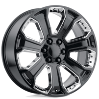 20" Performance Replicas Wheels PR113 Gloss Black with Chrome Accents Rims