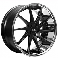 22" Staggered Azad Wheels AZ23 Semi Matte Black with Chrome Lip Rims 