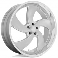 20" Staggered U.S. Mags Wheels Desperado 5 U134 Silver Brushed with Diamond Cut Lip Rims