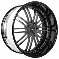 19" AC Forged Wheels ACF707 Carbon Fiber Finish with Black Lip Three Piece Rims 