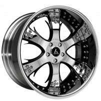 21" Staggered Artis Forged Wheels Cruces Chrome with Black Face and Chrome Lip Rims