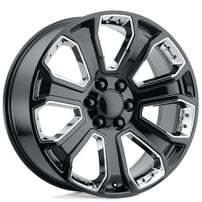 22" Performance Replicas Wheels PR113 Gloss Black with Chrome Accents Rims