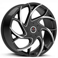 22x8.5" Ignite Wheels Inferno Gloss Black Milled Tips Rims