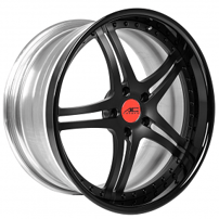 19" AC Forged Wheels ACF702 Satin Black Face with Gloss Black Lip Three Piece Rims