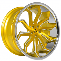 22" Staggered Azad Wheels AZ1101 Gold Brush with Chrome SS Lip Rims