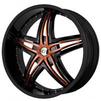 22x8.5" Diablo-Gianna Wheels Blitz Black with Custom Finish Inserts Rims