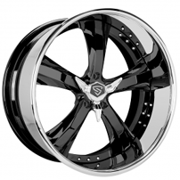 26" Snyper Forged Wheels Mach-5 Black with Chrome Lip Rims