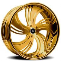 22" Artis Forged Wheels Avenue Brushed Gold Face with Gold over Chrome Lip Rims