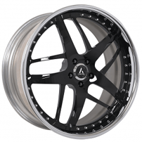 21" Staggered Artis Forged Wheels Bavaria Gloss Black Face with Chrome Lip Rims