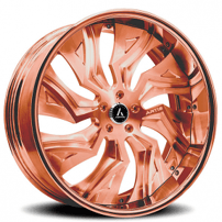 22" Artis Forged Wheels Buckeye Brushed Rose Gold Face with Rose Gold over Chrome Lip Rims