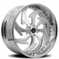 19" Staggered Artis Forged Wheels Dagger Brushed Silver Face with Chrome Lip Rims