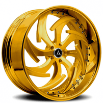 20" Staggered Artis Forged Wheels Dagger Brushed Gold Face with Gold over Chrome Lip Rims