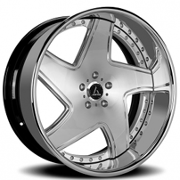 21" Artis Forged Wheels Dawn Brushed Silver Face with Chrome Lip Rims