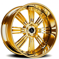 21" Staggered Artis Forged Wheels Grino Gold over Chrome Face and Lip Rims