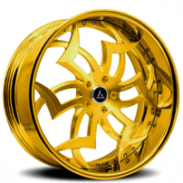 20" Staggered Artis Forged Wheels Medusa Brushed Gold Face with Gold over Chrome Lip Rims