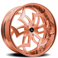 24" Artis Forged Wheels Medusa Brushed Rose Gold Face with Rose Gold over Chrome Lip Rims