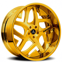 21" Staggered Artis Forged Wheels Pueblo Brushed Gold Face with Gold over Chrome Lip Rims