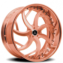 20" Staggered Artis Forged Wheels Sincity Brushed Rose Gold Face with Rose Gold over Chrome Lip Rims