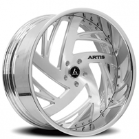 22" Artis Forged Wheels Southside Brushed Silver Face with Chrome Lip Rims