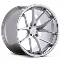 22" Ferrada Wheels FR2 Silver Machined with Chrome Lip Rims