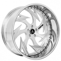 24" Artis Forged Wheels Atomic Brushed Silver Face with Chrome Lip Rims