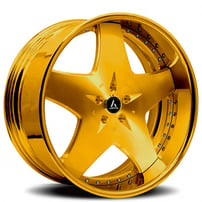 22" Staggered Artis Forged Wheels Cashville Brushed Gold Face with Gold over Chrome Lip Rims