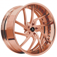 22" Artis Forged Wheels Fairfax Brushed Rose Gold Face with Rose Gold over Chrome Lip Rims