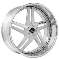 21" Artis Forged Wheels Lucid Brushed Silver Face with Chrome Lip Rims