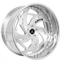 21" Artis Forged Wheels Luna Brushed Silver Face with Chrome Lip Rims