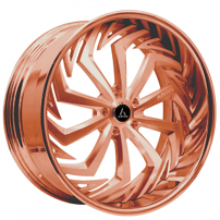 21" Staggered Artis Forged Wheels Royal Brushed Rose Gold Face with Rose Gold over Chrome Lip Rims