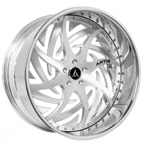 19" Artis Forged Wheels Shank Brushed Silver Face with Chrome Lip Rims