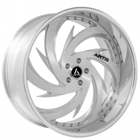 21" Staggered Artis Forged Wheels Spada Brushed Silver Face with Chrome Lip Rims