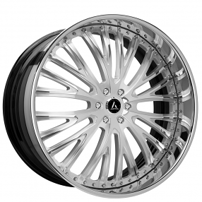 21" Staggered Artis Forged Wheels Woodward Brushed Silver Face with Chrome Lip Rims