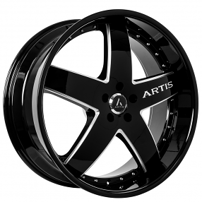 24" Artis Wheels Booya Gloss Black Milled Rims