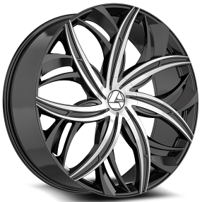 22x8.5" Azara Wheels AZA-541 Gloss Black Machined Rims