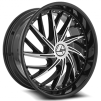 22x8.5" Azara Wheels AZA-516 Gloss Black Machined Rims