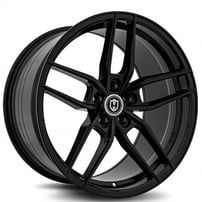 18" Staggered Curva Wheels CFF25 Gloss Black Flow Forged Rims 