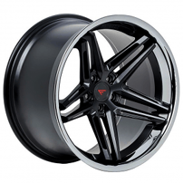 22" Staggered Ferrada Wheels CM1 Custom Matte Black with Chrome Lip Rims