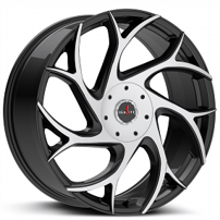 22x8.5" Ignite Wheels Inferno Gloss Black Machined Rims