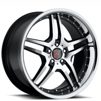 20" MRR Wheels RW2 Black Machined Face with Chrome Lip Rims 