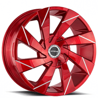 20" Strada Wheels Moto Candy Apple Red Milled Rims 