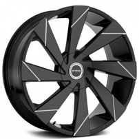 22" Strada Wheels Moto Gloss Black Milled Rims