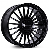 22" Staggered Vossen Wheels HF-8 Custom Gloss Black Floating Cap Rims